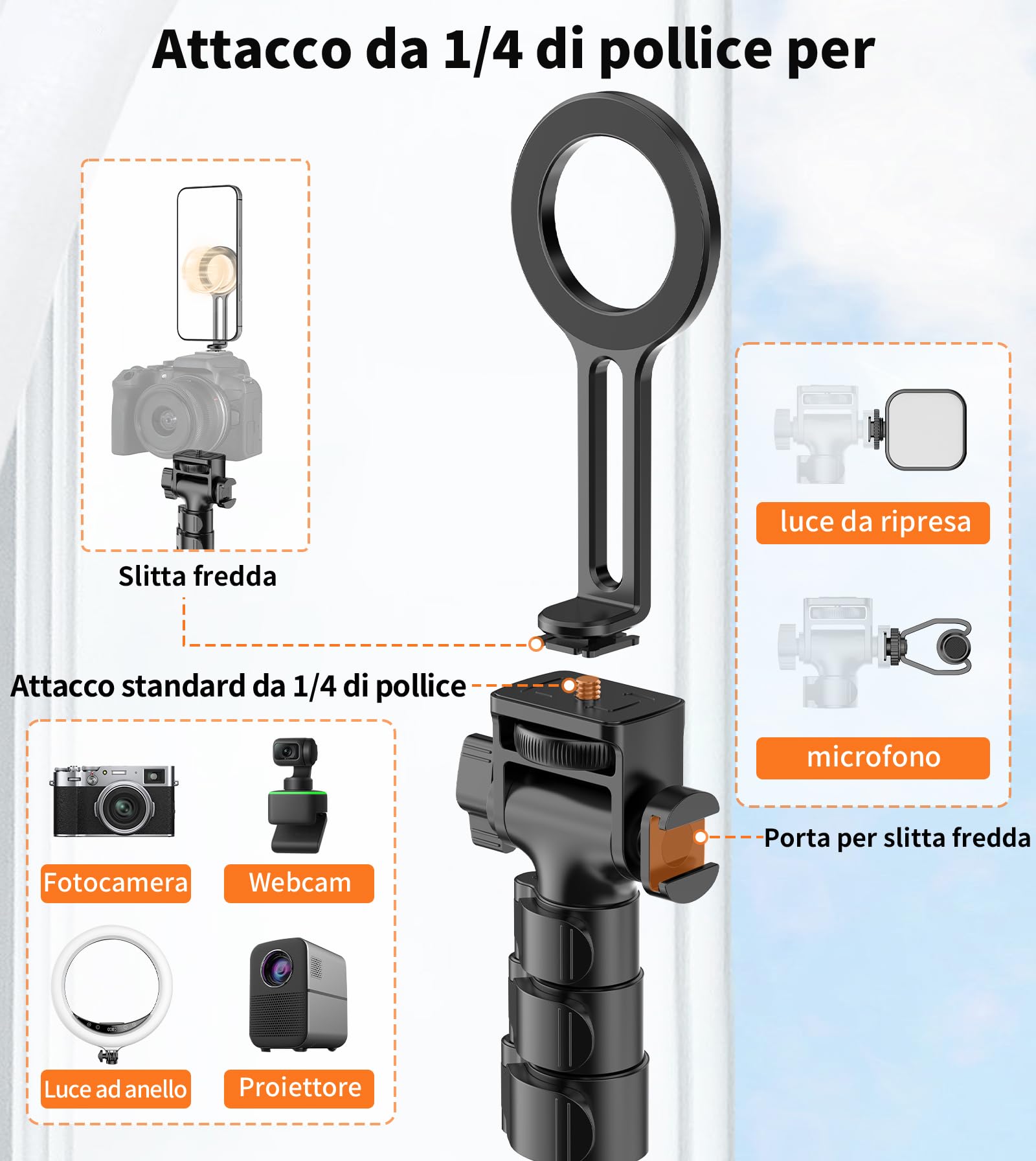 XXZU 187cm Magnetico Treppiede Smartphone, Leggero Treppiede Fotocamera con Telecomando e Supporto Magnetico, Treppiede in Alluminio Portatile da Viaggio per iPhone/Android/Fotocamera/Proiettore