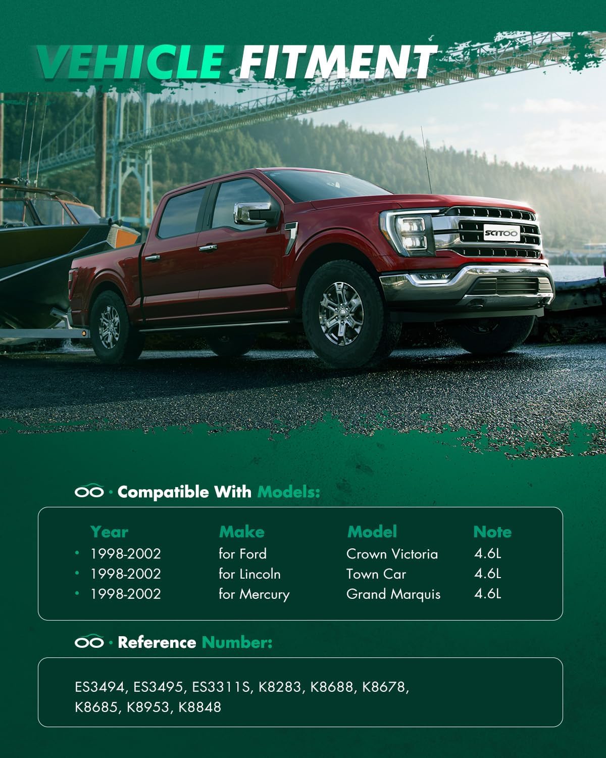 SCITOO 16pcs Front Suspension Kit Inner Outer Tie Rod End fit 1998-2002 for Ford Crown Victoria for Lincoln Town Car for Mercury Grand Marquis with Idler Arm Pitman Arm Ball Joint Sway Bar Link