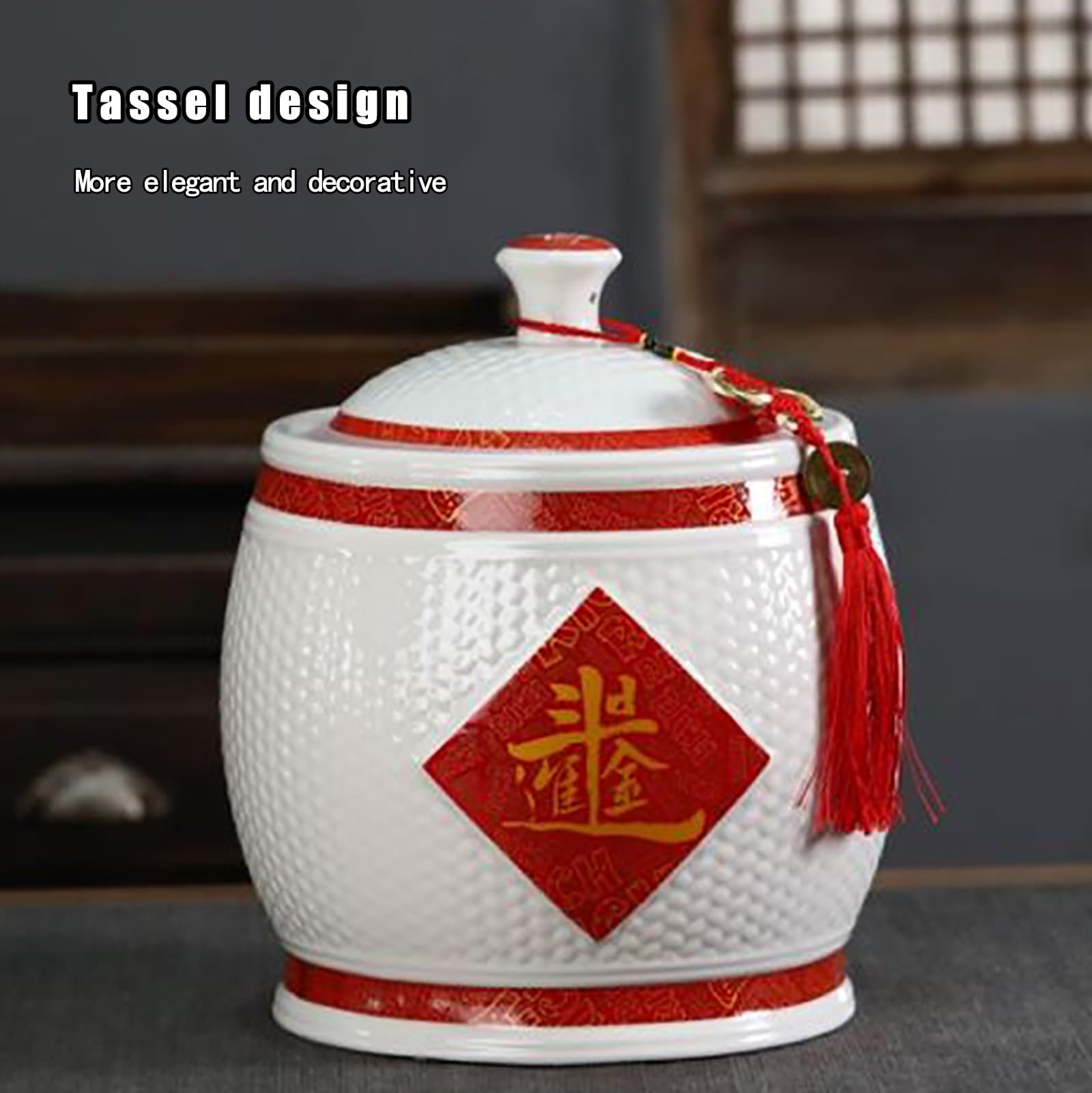 Barattolo Di Riso Contenitore Di Tè In Ceramica Design Nappa Con Coperchi Bottiglia Di Porcellana In Stile Cinese Cereali Distributore Di Cibo Classico Contenitore Di Porcellana Per Cibo Per Chicchi(C