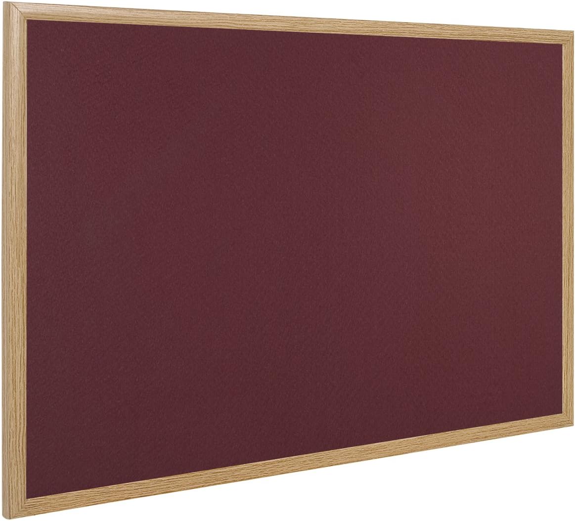 Bi-Office Earth - Notice Board, Burgundy Felt Board with Oak Finish Frame 90 x 60 cm