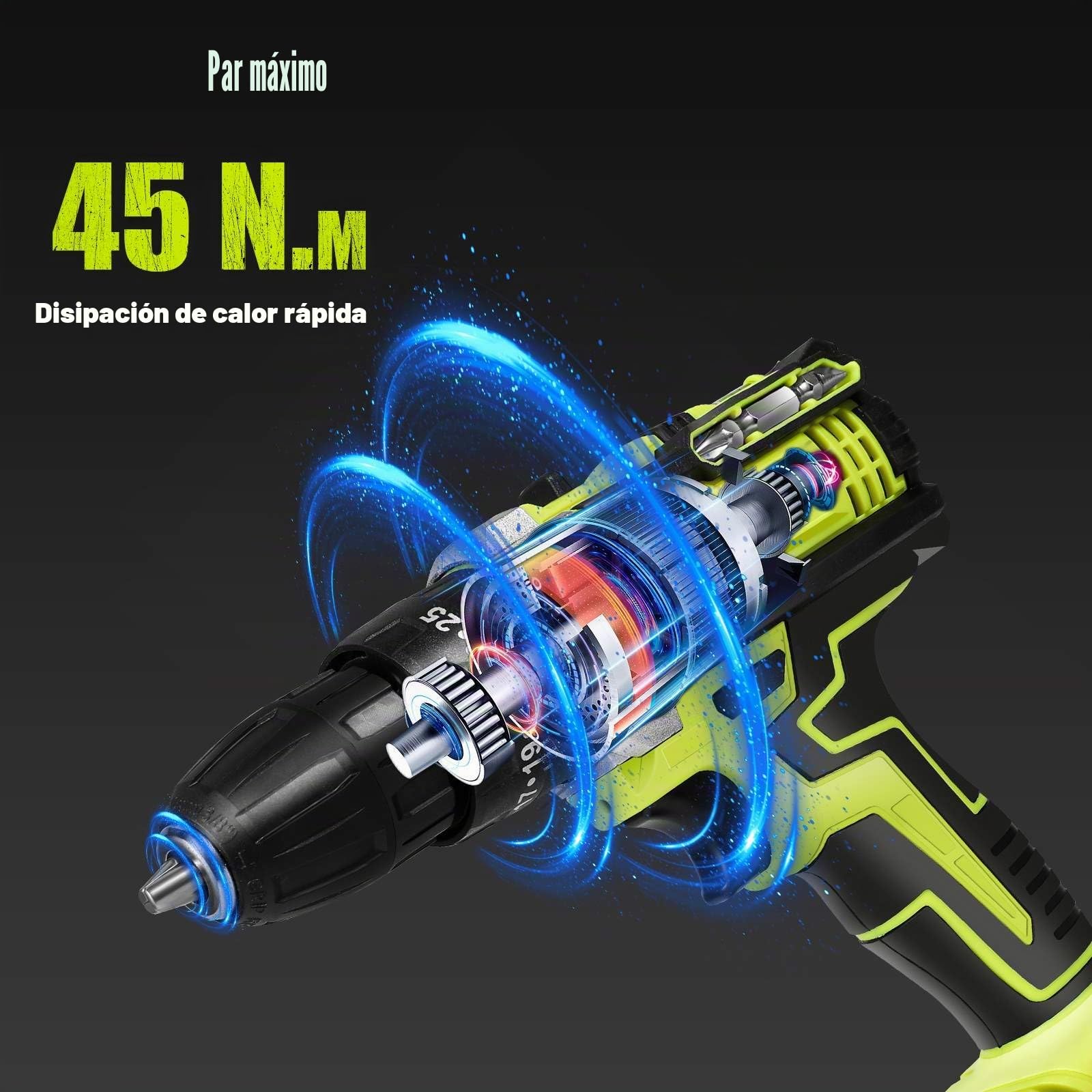 Taladro Inalámbrico, Juego De Taladro/Atornillador Inalámbrico 1300 Mah 28 V Con Kit De Accesorios 24 Piezas, Destornillador Eléctrico, Taladro Verde)