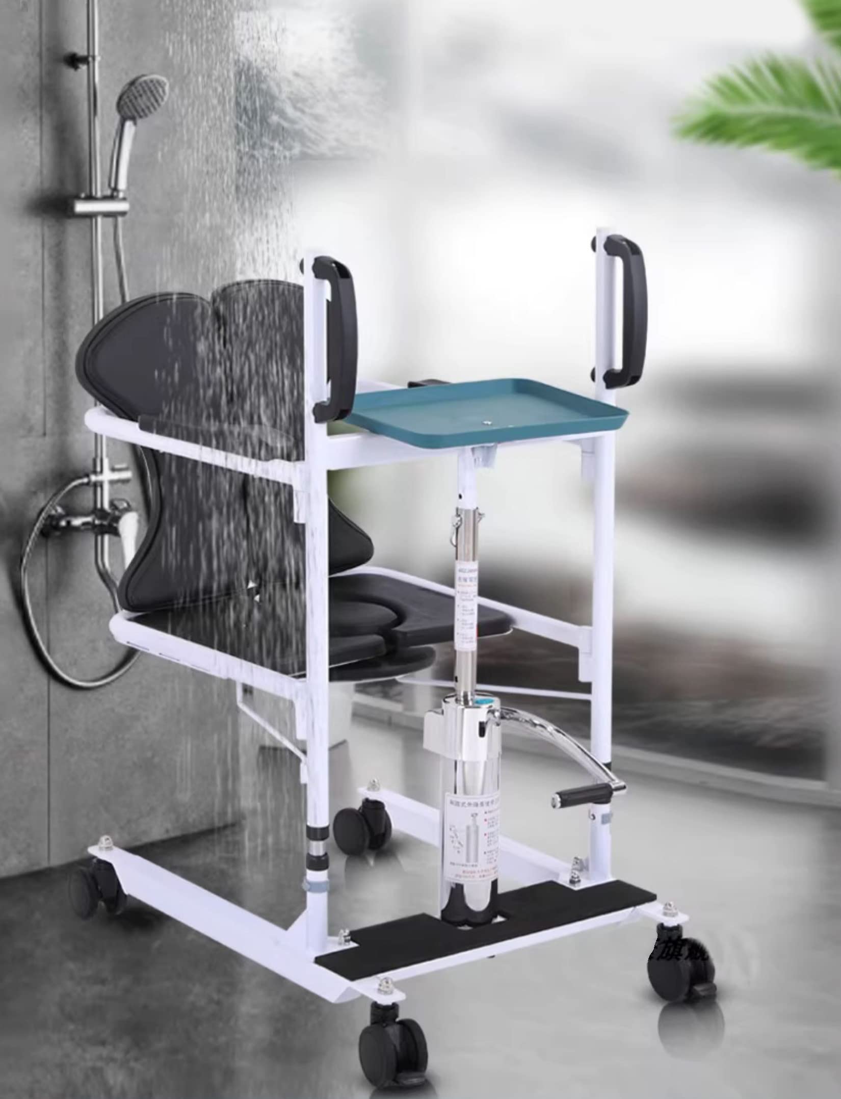 Sollevatore Idraulico Multifunzione per Anziani Disabili, Sedia da Comodino con Sedile Diviso 180°, Sollevatore per Sedia a Rotelle, Sedile da Doccia per Sedia da Bagno, Carico 150kg