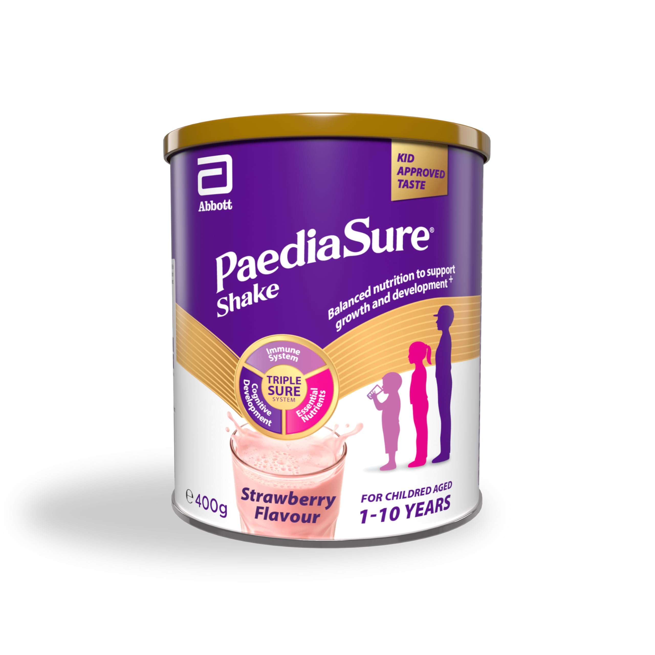– PaediaSure Shake, Balanced Nutritional Supplement Drink Multivitamin for Kids with Protein Carbohydrates Essential Fatty Acids and Minerals to Support Growth and Development, Strawberry, 400 gram