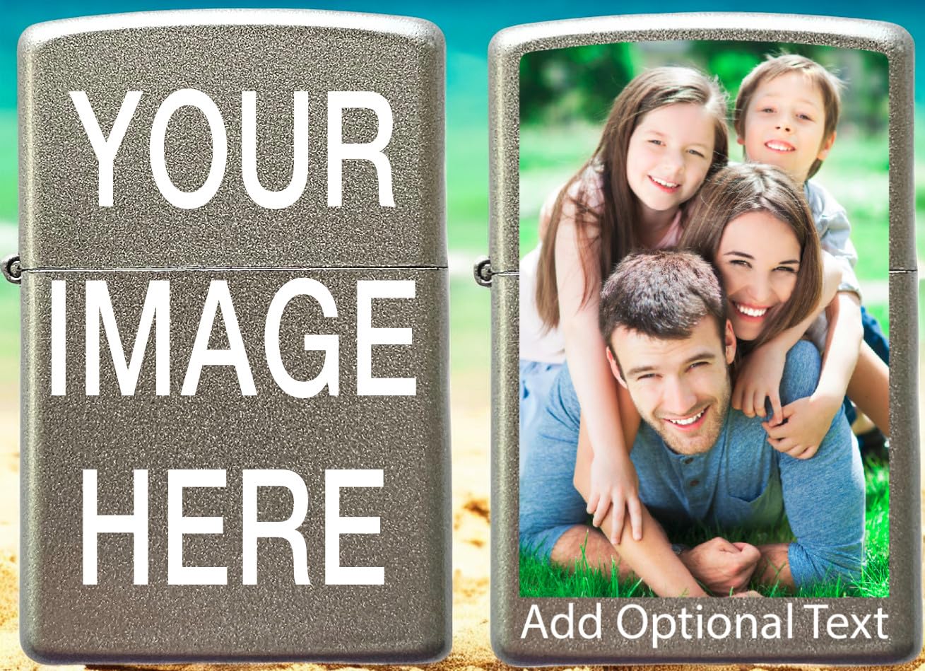 Custom Personalize This Windproof Lighter with Your Image or Logo. Customized lighters Make Great Unique Personalized Gifts for a Man or Woman. Works