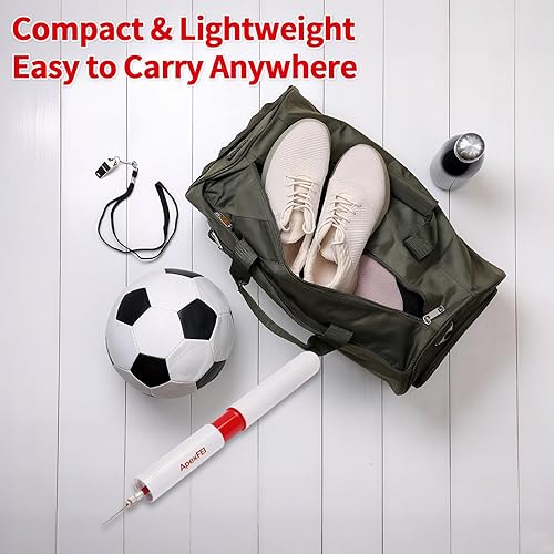 Miniatura 7 de Kit de bomba deportiva de 10 pulgadas con aguja de almacenamiento de bloqueo giratorio, compacto, incluye manómetro y manguera, color blanco