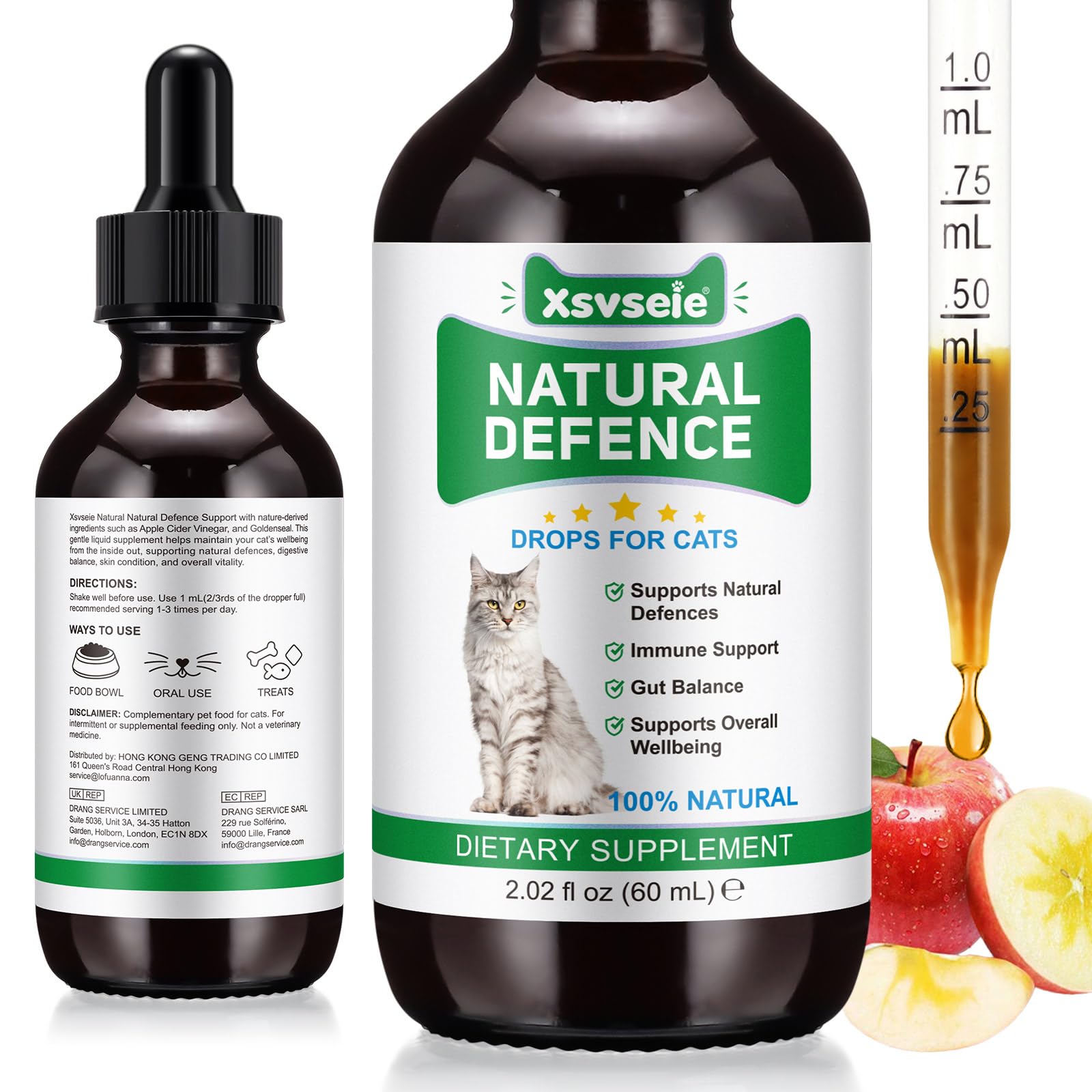 Cat Antibiotics for Infections, Natural Antibiotics for Cats, Antibiotic Pet Supplements Support Immune & Cats Allergy Relief, Cat Multivitamin UTI Drops, All Ages & Breeds, Chicken Flavour,2.02 Fl Oz