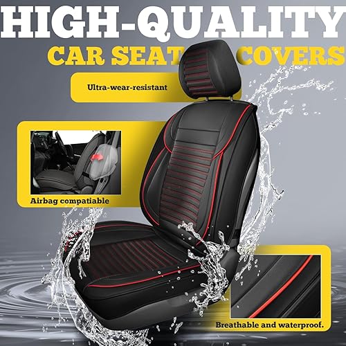 Miniatura 21 de LINGVIDO - Fundas de piel sintética con respaldo para asiento de automóvil, transpirables, impermeables, universal y antideslizante, para SUV, Beige