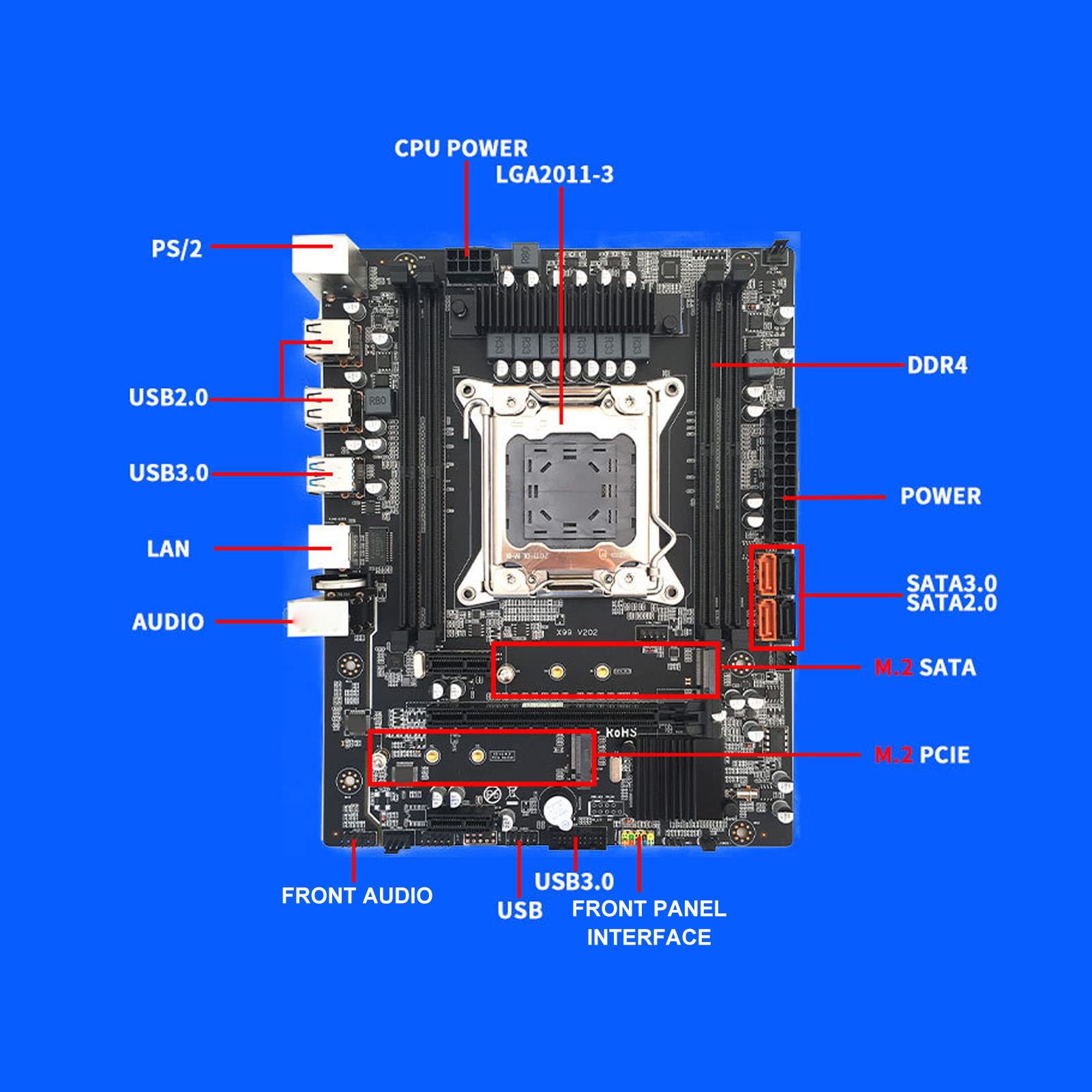 Gaming Motherboard, E5 2620 CPU 8G DDR4 Banco de Memoria Estable de Operación Rápida Ordenador Placa Base, DDR4 PC Placa Base