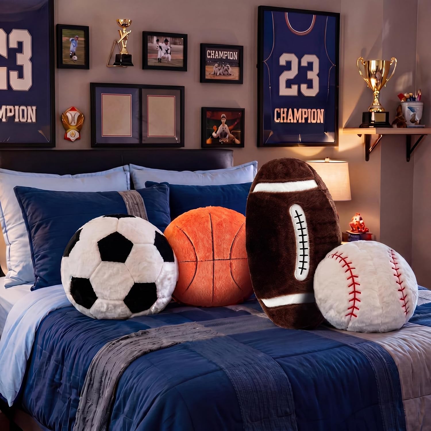 Juexica 4 Pcs Sports Ball Throw Pillows image 4