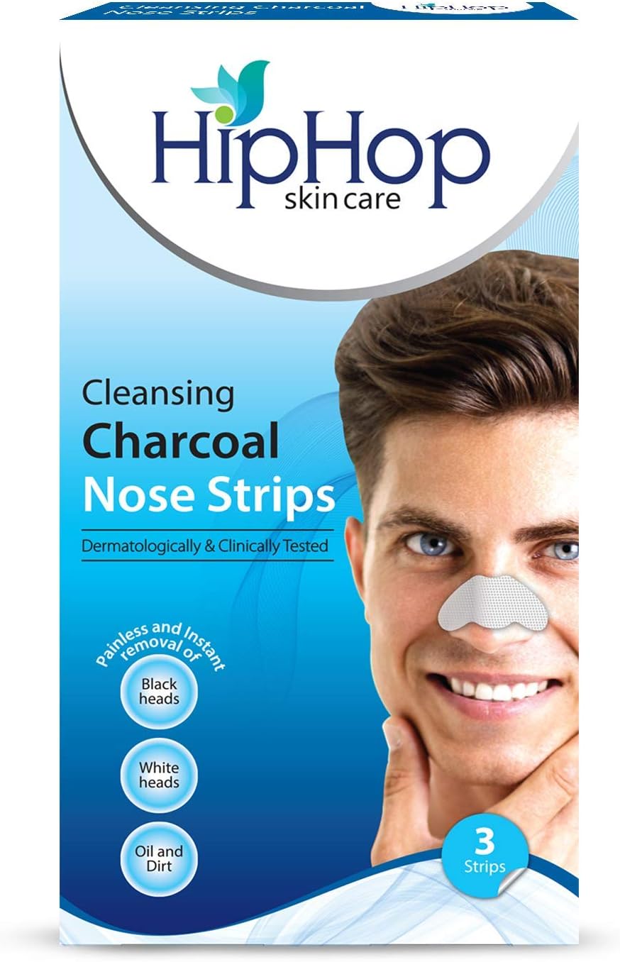 Skincare Charcoal Nose Strips for Men - Blackhead Remover (3 Strips), blue