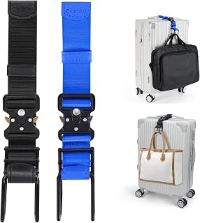 Luggage Hook Strap, J Hook for Luggage to Add a Bag Flight Attendant, Adjustable Luggage Strap Metal Hook with Hands Free