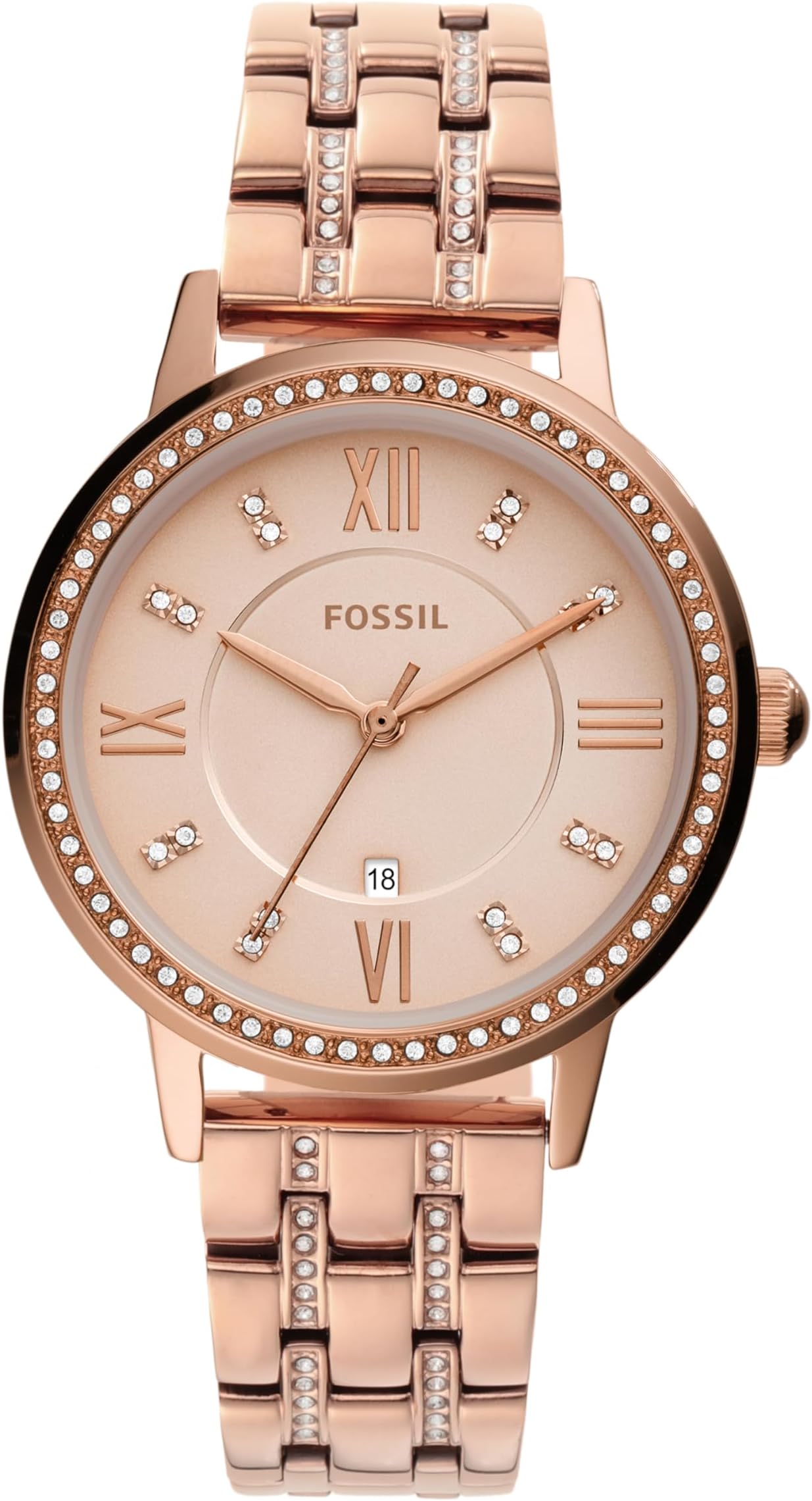 Fossil Gwen Analogue Women's Watch (Gold Dial Womens Standard Colored)-Es4879 Gold Plated, Gold Strap - Gold-Plated