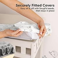 Vista 5 de Paquete de 2 fundas para cambiador de bebé para niña y niño - 32x16 viscosa suave derivada de bambú, fundas para almohadilla de mesa cambiadora