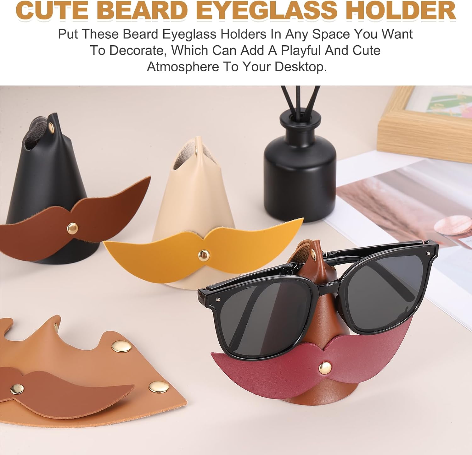 PATIKIL Beard Glasses Holder, Cute Beard Eyeglass Holder Nose Shaped Sunglasses Display Stand Rack for Glasses Desktop