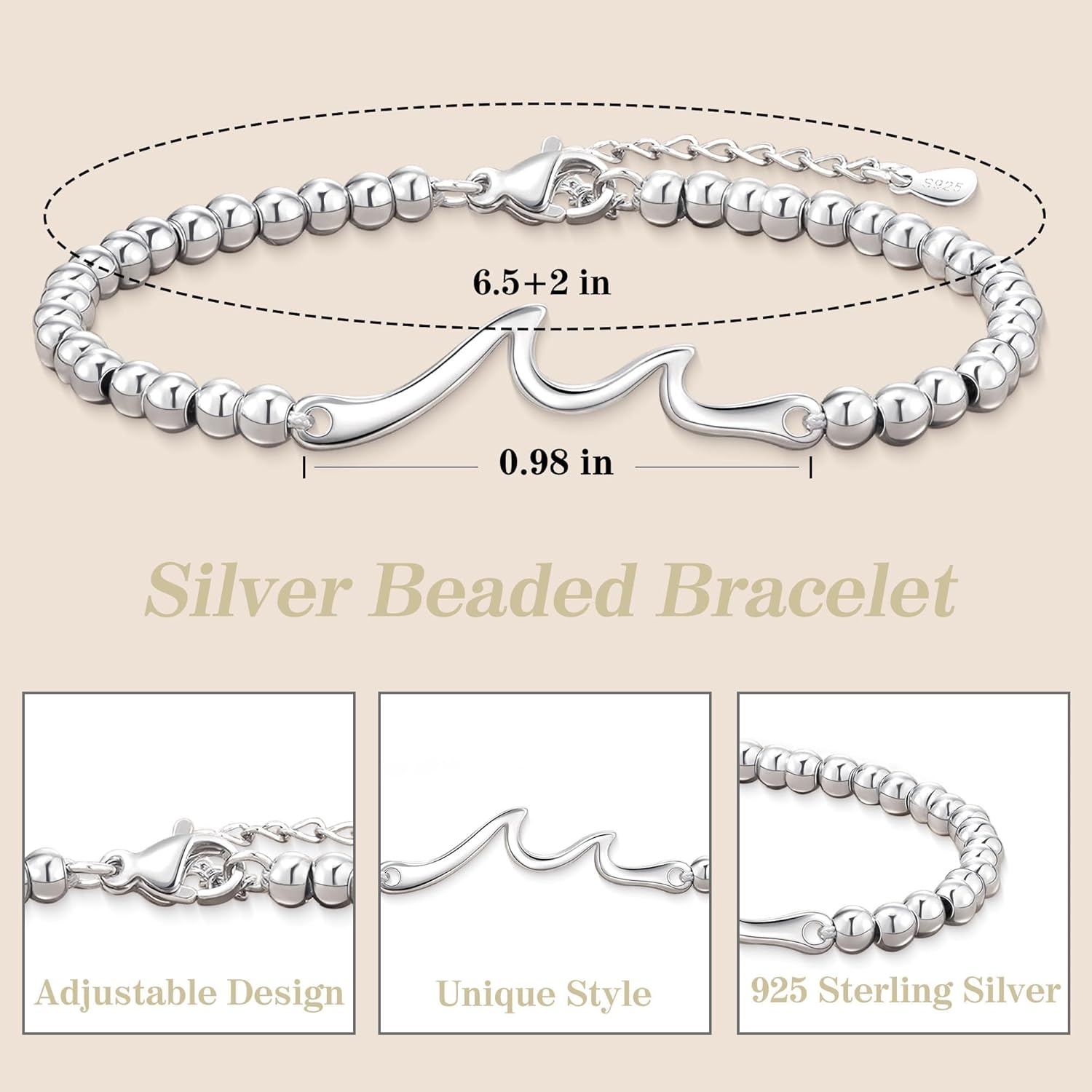 JSJOY 925 Sterling Silver Bracelets for Women Daughter Granddaughter Mom Gifts, Gifts for Mom Grandma Aunt Sister Christmas Birthday Gifts Stocking Stuffers for Teens Women - Image 4