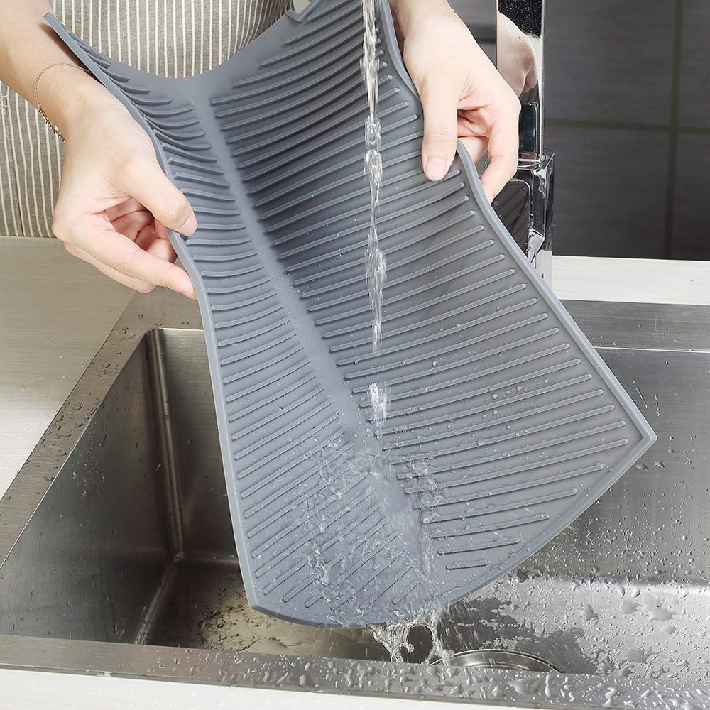 Tappetino Scolapiatti In Silicone 39,5x49,5 Cm - Antiscivolo, Resistente Al Calore (230°C), Asciugatura Rapida, Pieghevole, Per Cucina, Lavello, Sottopentola