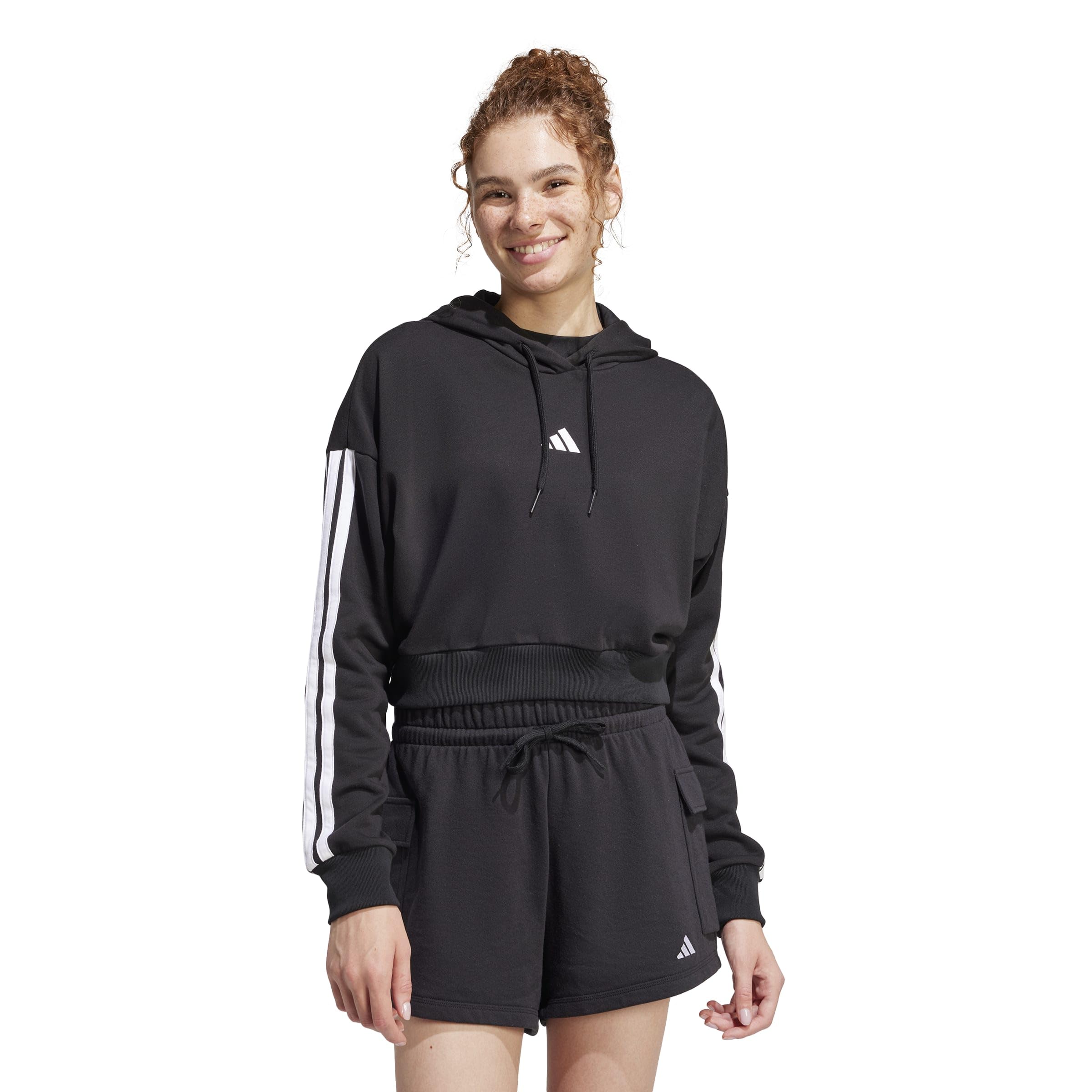 Adidas Mujer Essentials 3-Stripes French Terry Cropped Hoodie