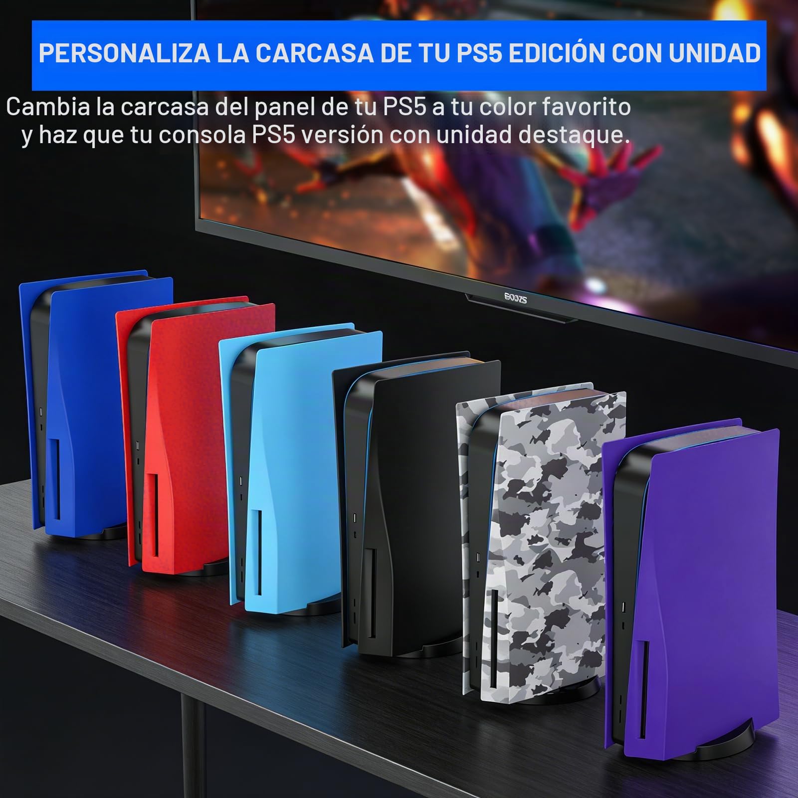 ArVin - Carcasa para consola PS5, placa de repuesto para PS5, antiarañazos, a prueba de polvo, accesorios para juegos de profesión para Sony Playstation 5 Console Disc Edition (azul)