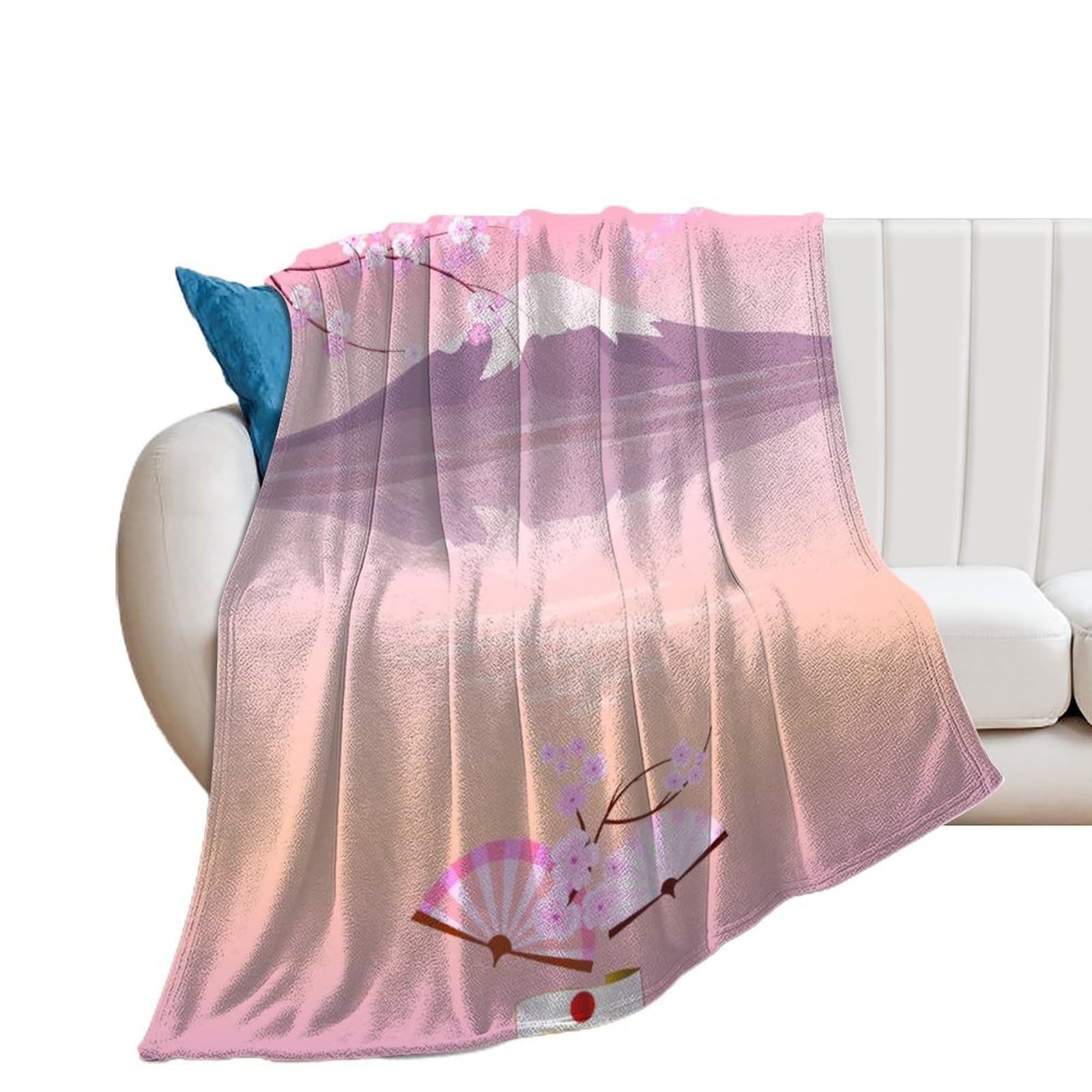 Couverture polaire cerises en flanelle douce jeté de canapé 130x150 cm