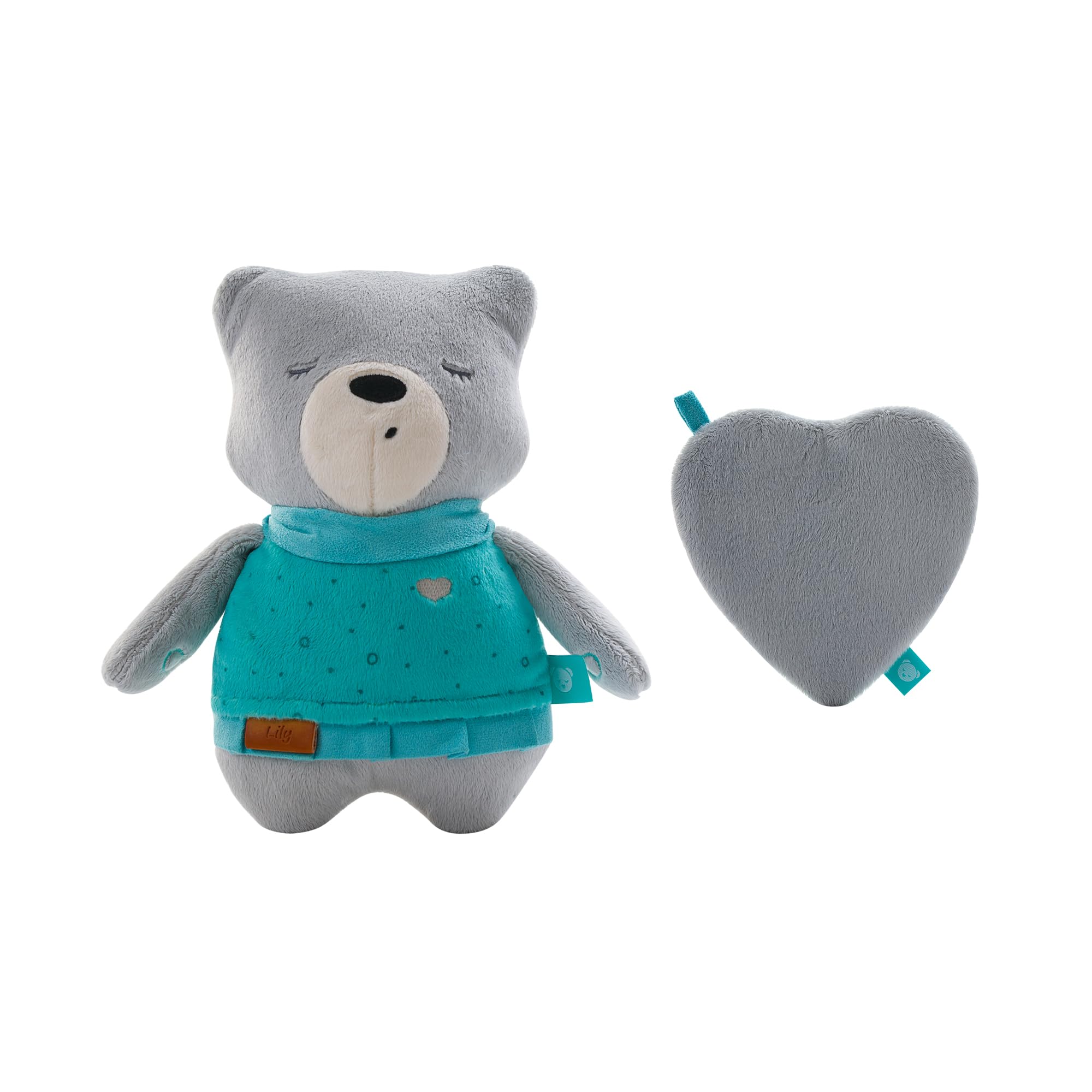 myHummy Lily Grey – The Cuddly Friend with Back Pocket for Heat Cushion or Sound Module, Includes Heart-Shaped Fabric Bag