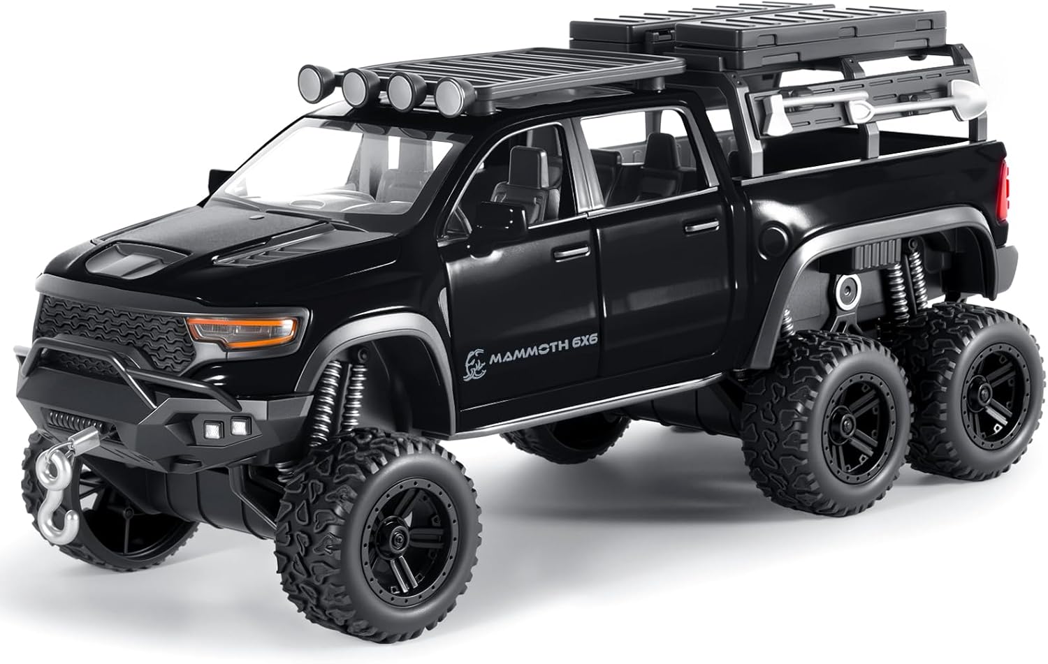 Toy Trucks for Boys 1/32 Diecast Trucks Mammoth Model Truck,Collectible Pickup Truck Model Kit,Pull Back Cars with Lights and Sounds,Toy Trucks for Boys Age 4-7（Black）