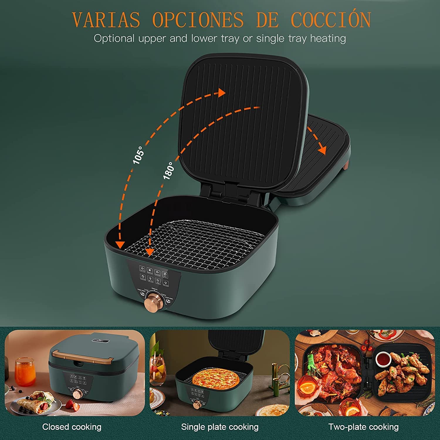 Uten Hot Pot Barbecue, 2 in1 Multifunktion Doppelbratpfanne Grill mit Antihaftbeschichteter Oberfläche, Elektrischer Rauchfreier Grill für Einfache Reinigung, Einstellbare Temperaturkontrolle