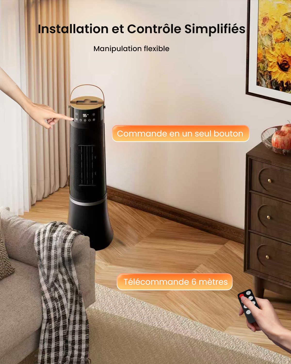 Chauffage d'appoint Electrique Radiateur Soufflant Silencieux 2000W