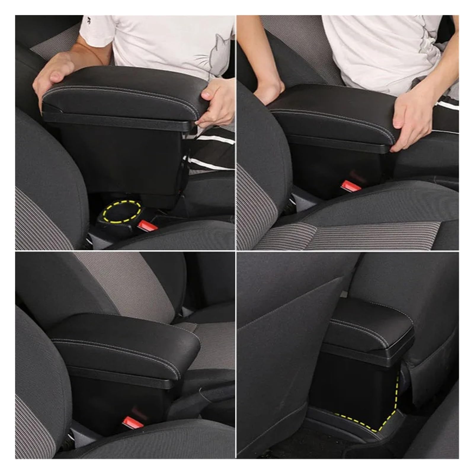 Mittelarmlehne Für VW POLO Mk5 6R 2012-2018 Auto Armlehne Box Lagerung Box Auto Mittelkonsole Armlehne Box(B black line Corium)