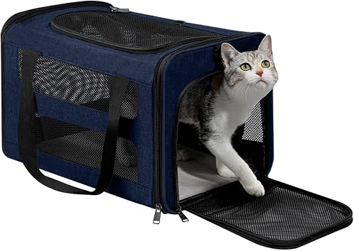 PAPZER Cat Carrier Soft-Sided Travel Bag for Medium to Large Cat Over 15lbs