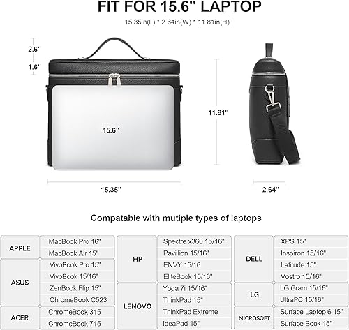 Miniatura 3 de BOSTANTEN Bolsa para laptop para mujer, bolsa de mano de cuero para viaje de negocios, compatible con MacBookPro de 16 pulgadas
