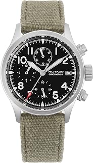 Militado 39mm Military Chronograph Watch VK67 Quartz Sapphire Crystal Two-Color Luminous ML1868-2, Green Canvas Band