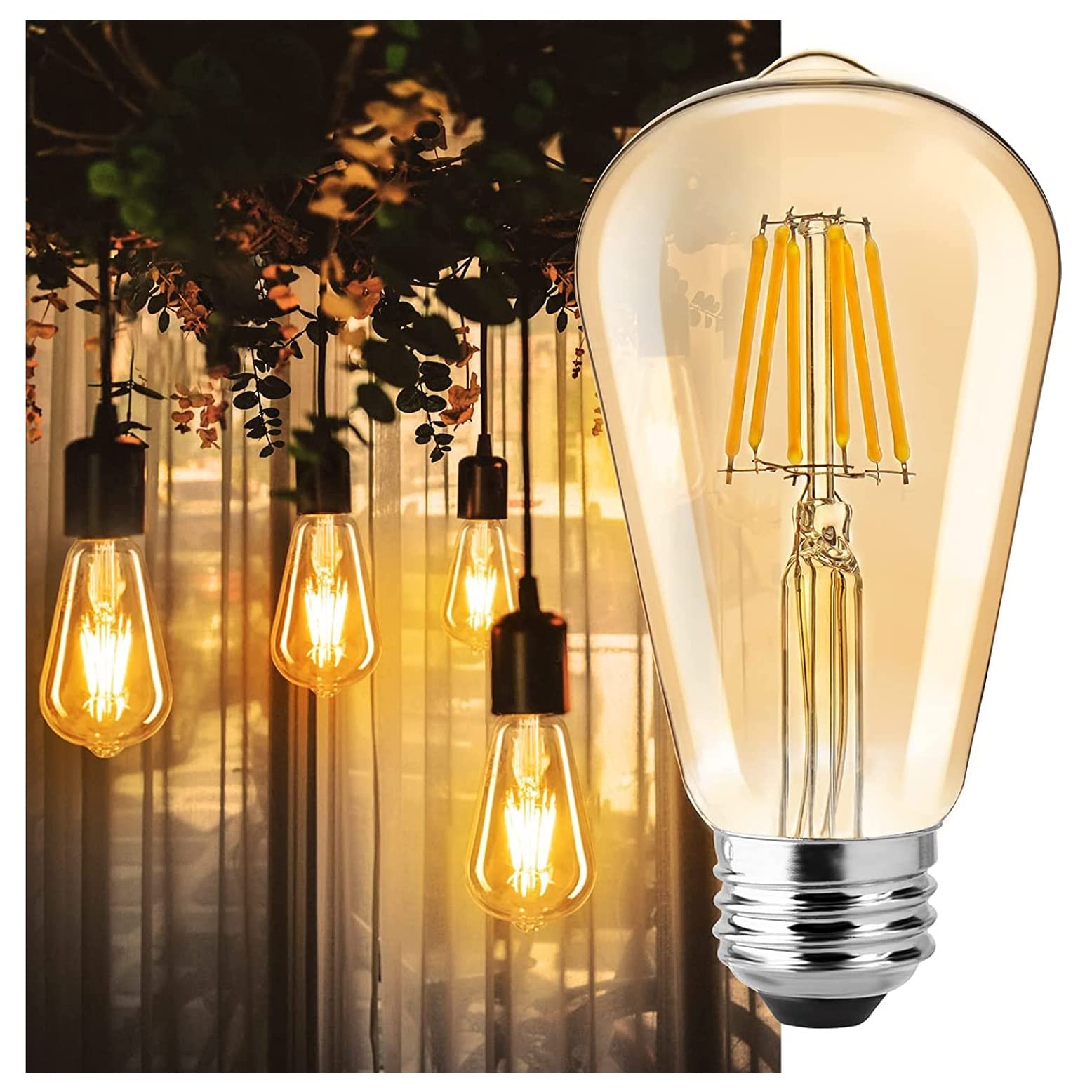 Gesto 4W E27 Base Filament Bulbs/Edison Hanging Light Bulb Warm White 2700K Antique Vintage Filament Light Bulbs-Pack of 1, LED