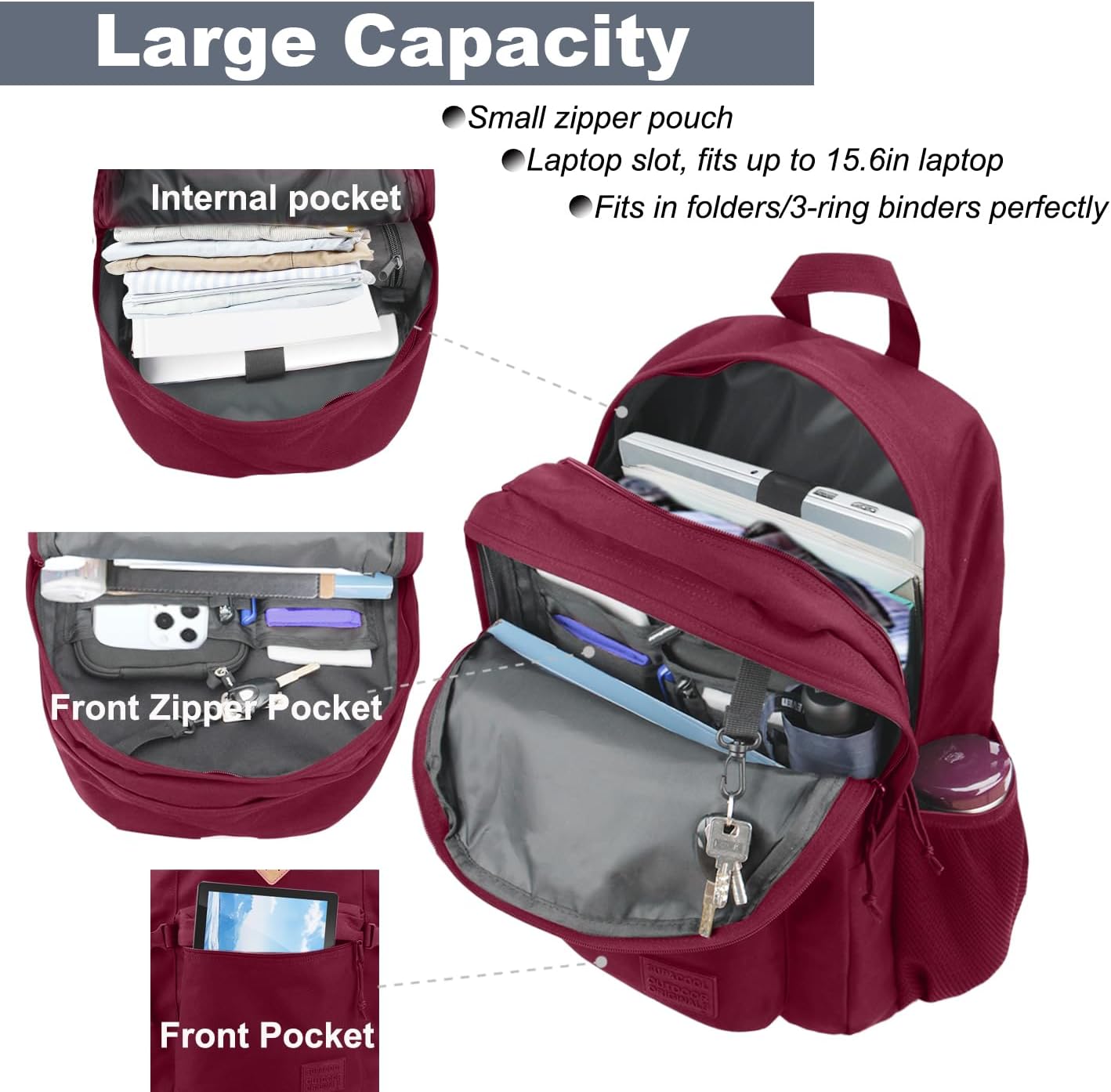 SUPACOOL Campus Backpack, Laptop Bag with 2 Compartments, Travel Backpack image 4