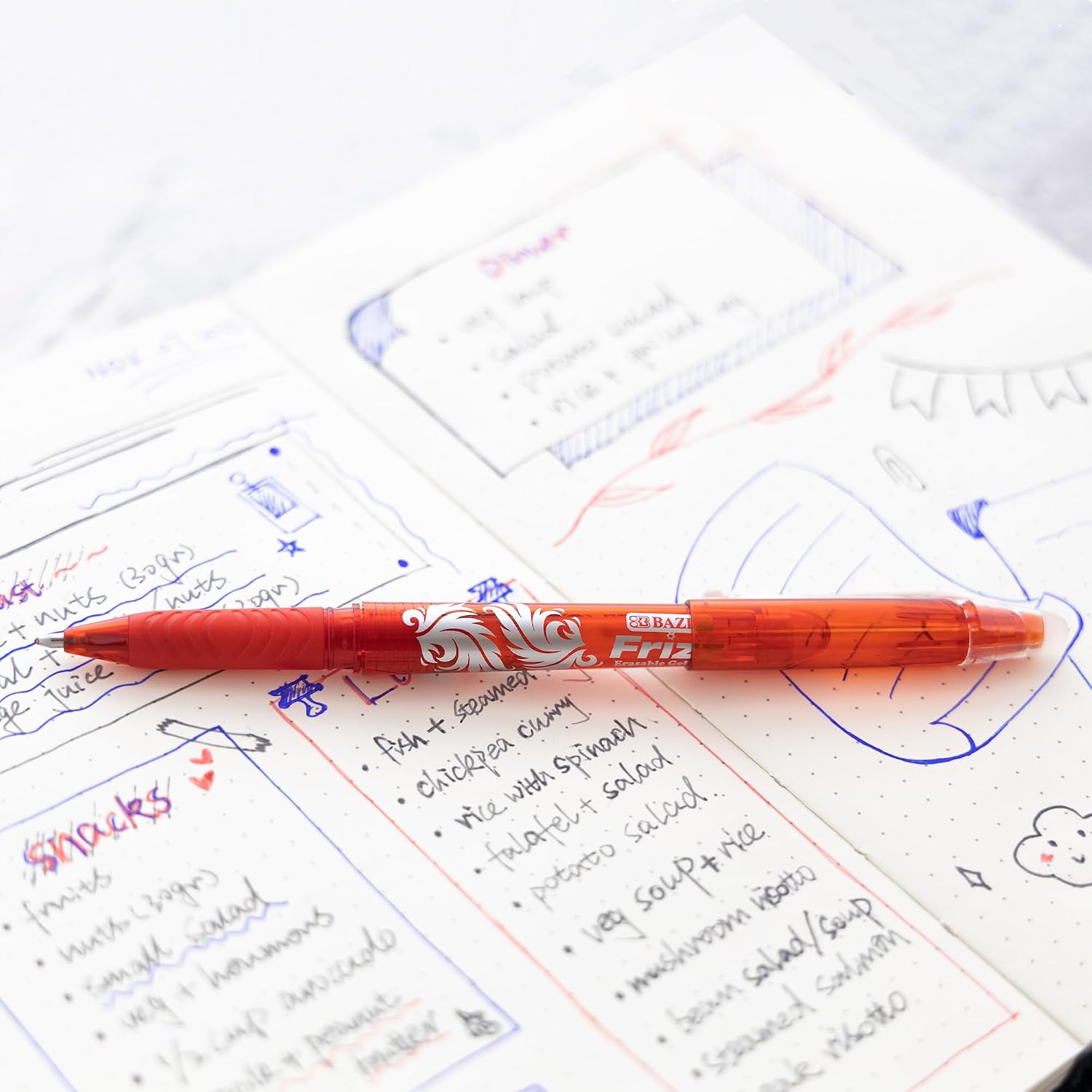BAZIC Frizz Red Erasable Gel Pen w/Grip