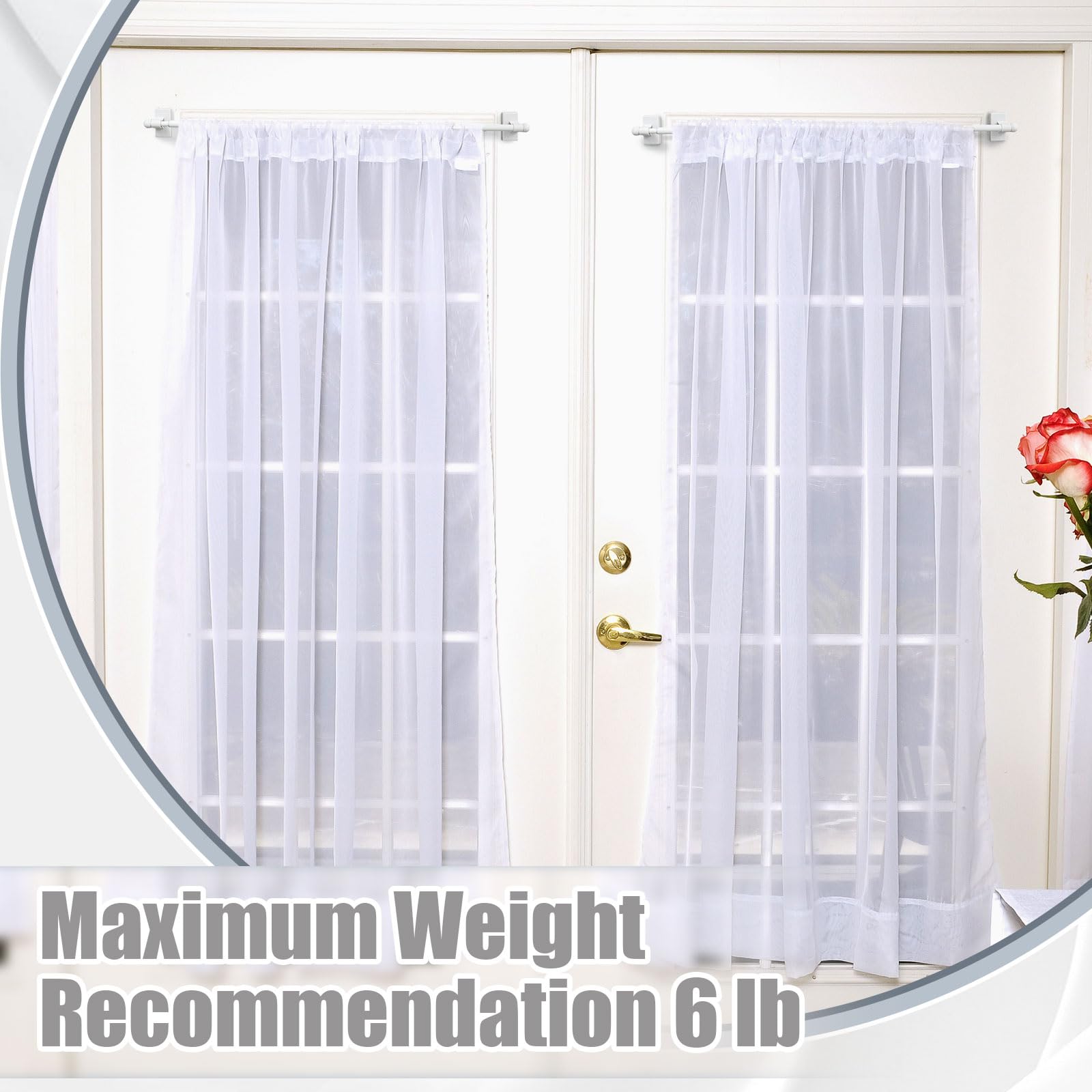 Yaocom Magnetische Gardinenstangen für Metalltüren, 71,1 cm bis 121,9 cm, 1,27 cm, vielseitig verwendbar, verstellbare Magnetstange für Fensterrahmen, Schränke, Kühlschränke, Geschirrspüler, 4 Stück