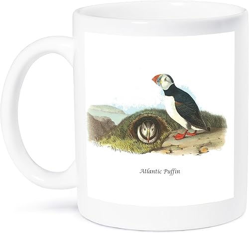 3dRose mug_114078_2 Atlantic Puffin by John James Audubon - Taza de cerámica, 15 onzas