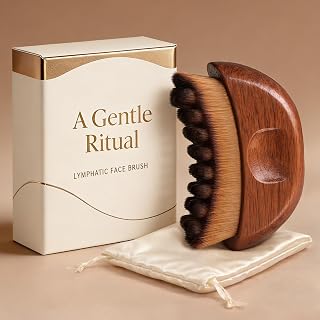 Zamlory Lymphatic Contour Face Brush - Sapele Wood Handle for Drainage, Depuffing, Sculpting & Lifting | Dry Gua Sha Tool