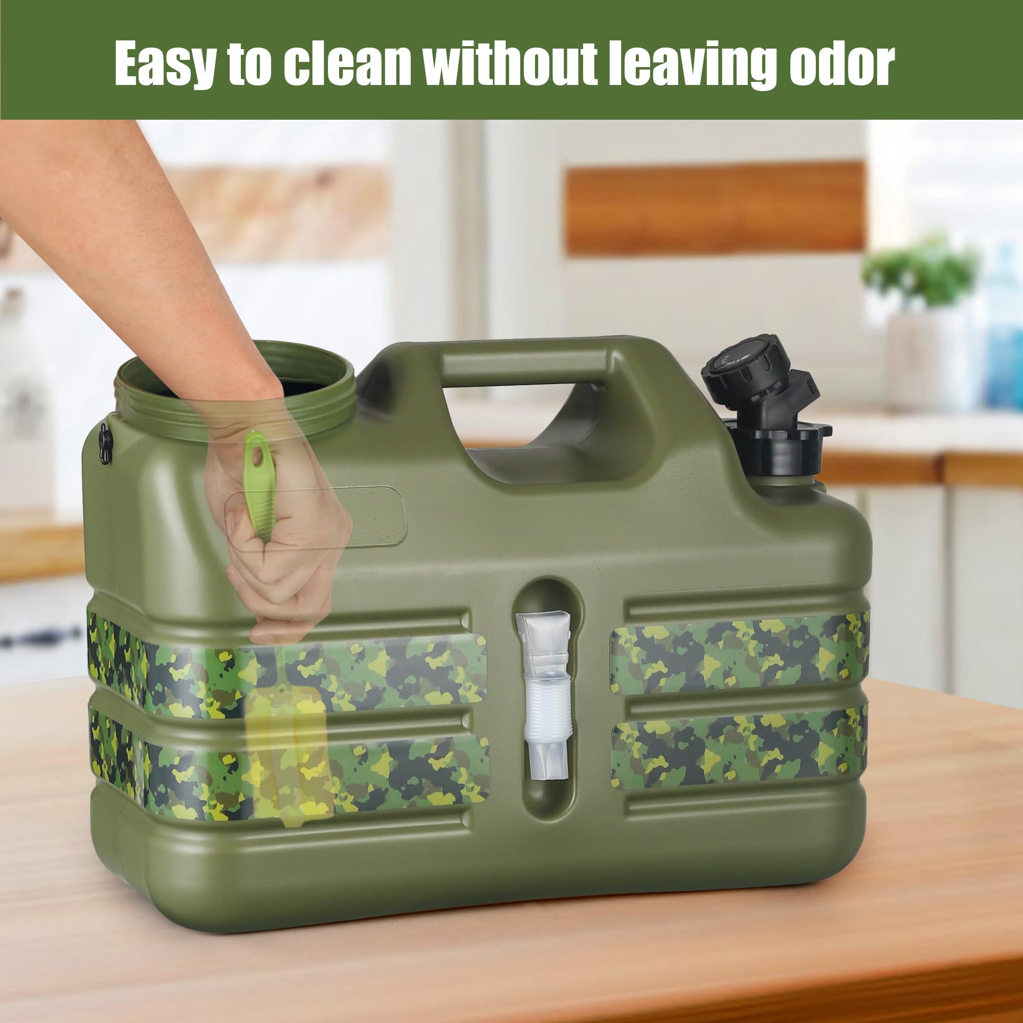 ASIEIT Bidón de Agua con Grifo de 11L, Bidón de Agua para Camping, Tanque de Agua Portátil Multiusos sin BPA, Tanque de Agua para Camping con Asas, Bidón Antifugas, para Emergencias y Exteriores