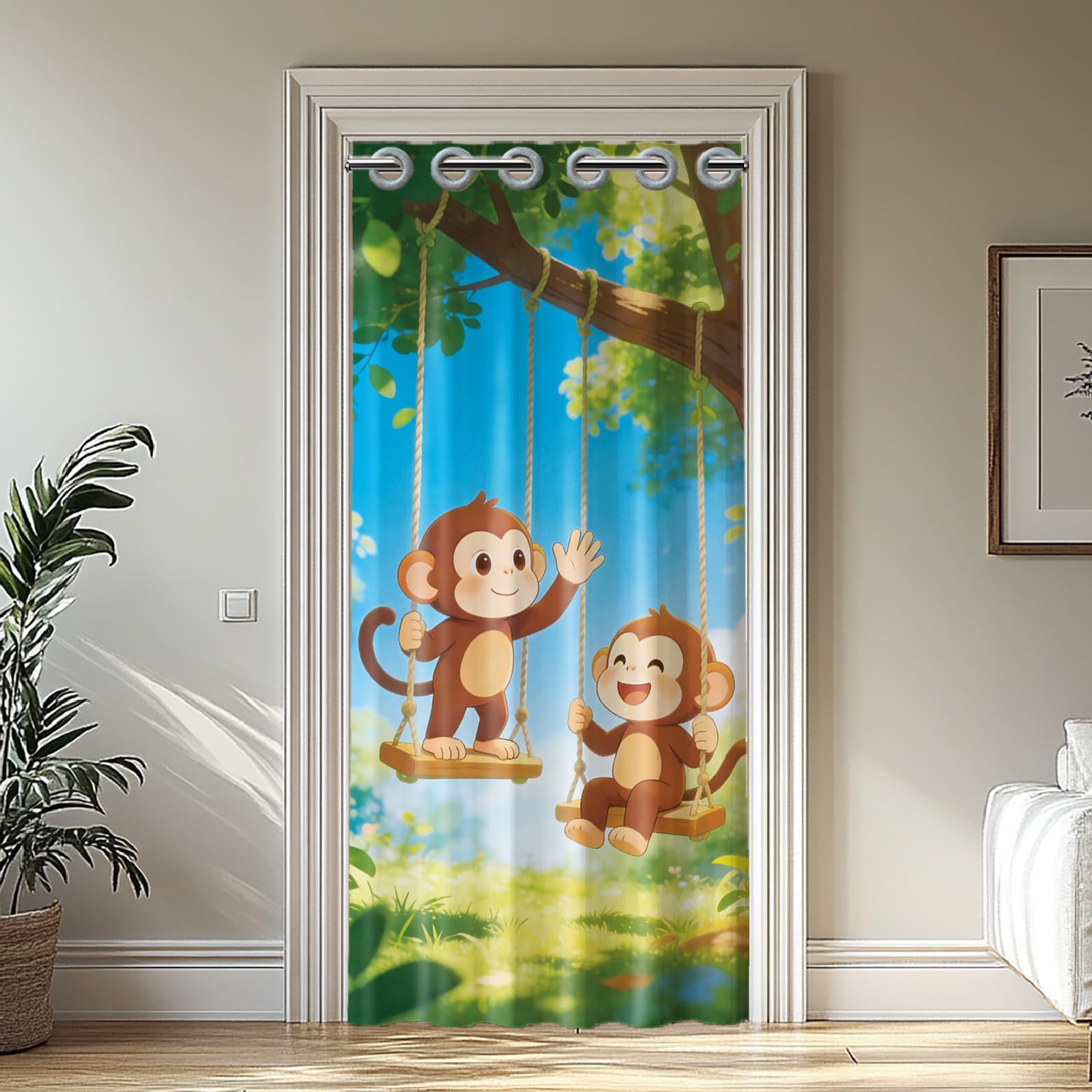 Rideau de porte pliable animaux séparateur pièce maison 198x99