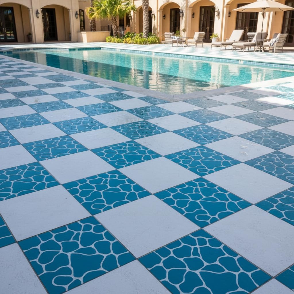 2-Pack 12" x 12" Reusable Stone Stencils for Painting Floor, Patio, Tile