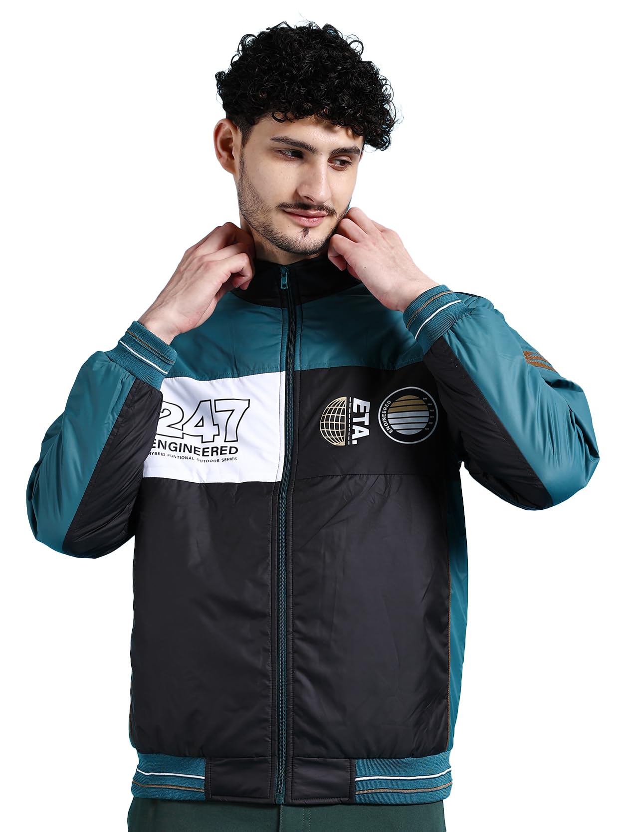 the indian garage co Men Polyester Standard Length Regular Fit Colourblocked Bomber Jackets-picture-31