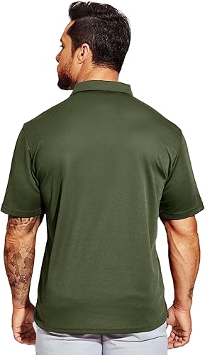 Miniatura 2 de MIER Polo de secado rápido para hombre, camisas de poliéster con cuello casual, manga corta, absorción de humedad, protección solar