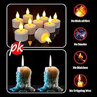 Vista 9 de SoulBay Velas de té recargables con control remoto, 6 velas LED eléctricas parpadeantes sin llama con temporizador y cable USB para el hogar