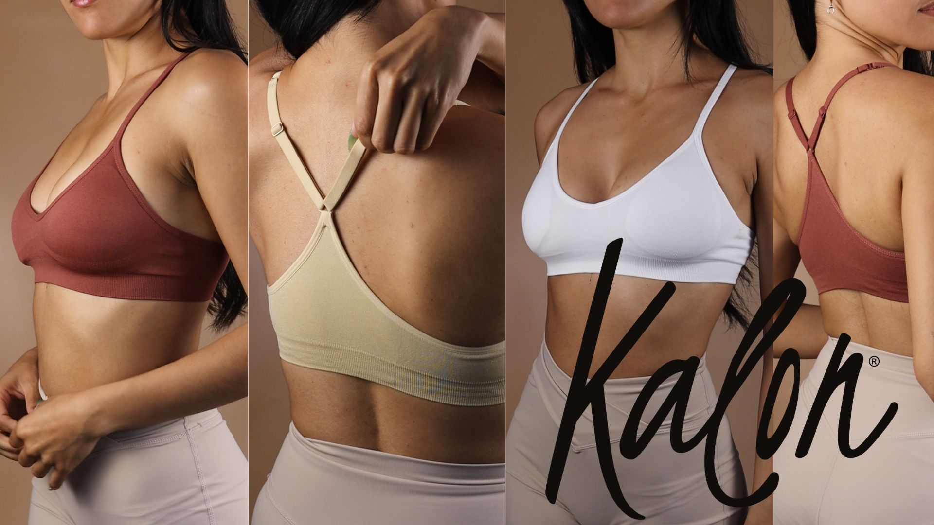 Kalon Demi Bralette Imbottito, Confezione Da 4, Senza Cuciture, Scollo A V, Spalline Regolabili