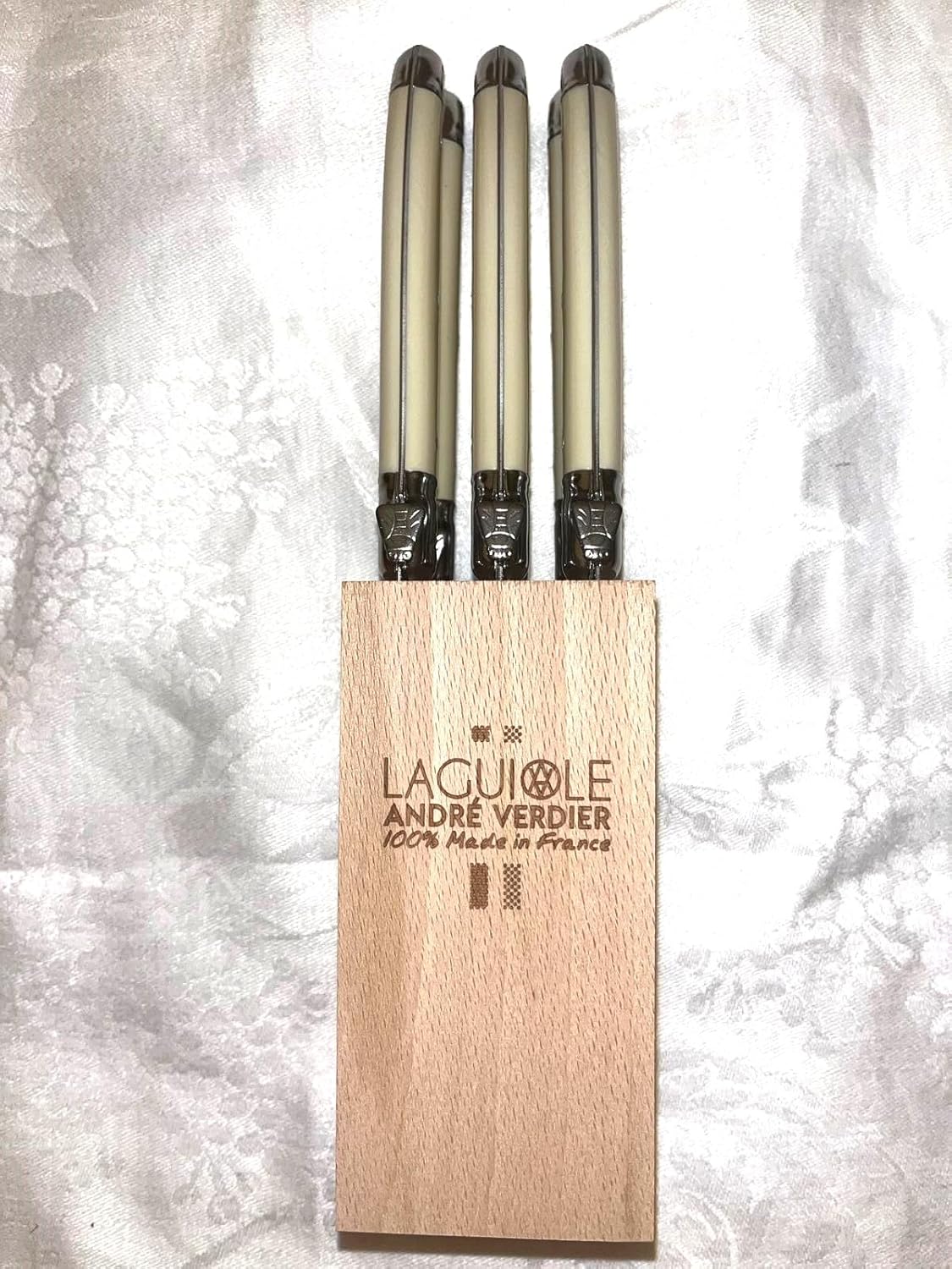 CKS Laguoile Set of 6 Steak Knives In Block Ivory Range K50W 706BBP