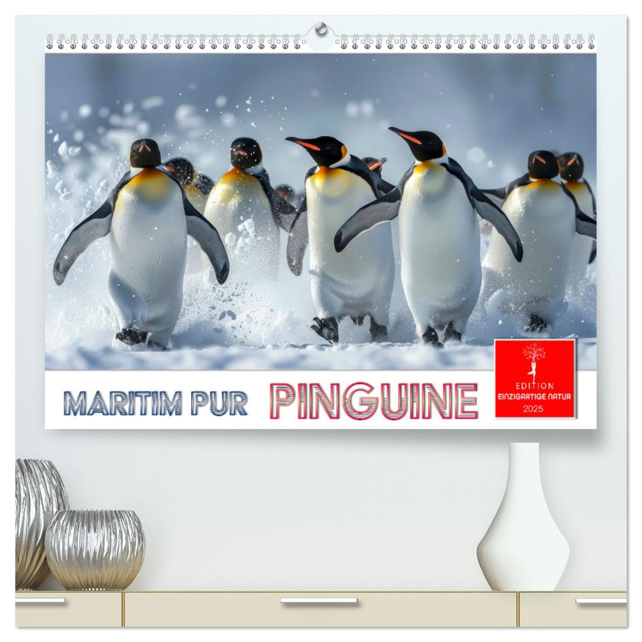 Maritim pur - Pinguine (hochwertiger Premium Wandkalender 2025 DIN A2 quer), Kunstdruck in Hochglanz: Im Wasser elegant und geschickt –an Land ungelenk (CALVENDO Tiere)