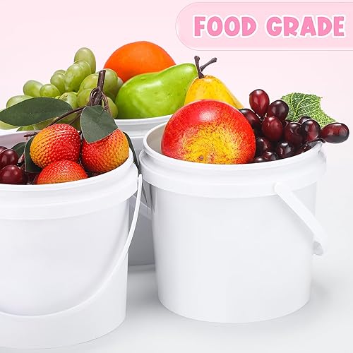 Miniatura 3 de Uiifan 10 cubos de helado de 0.5 galones de 2 L con tapas, recipientes para tina de helado casera, cubo redondo de plástico con asa, contenedores de