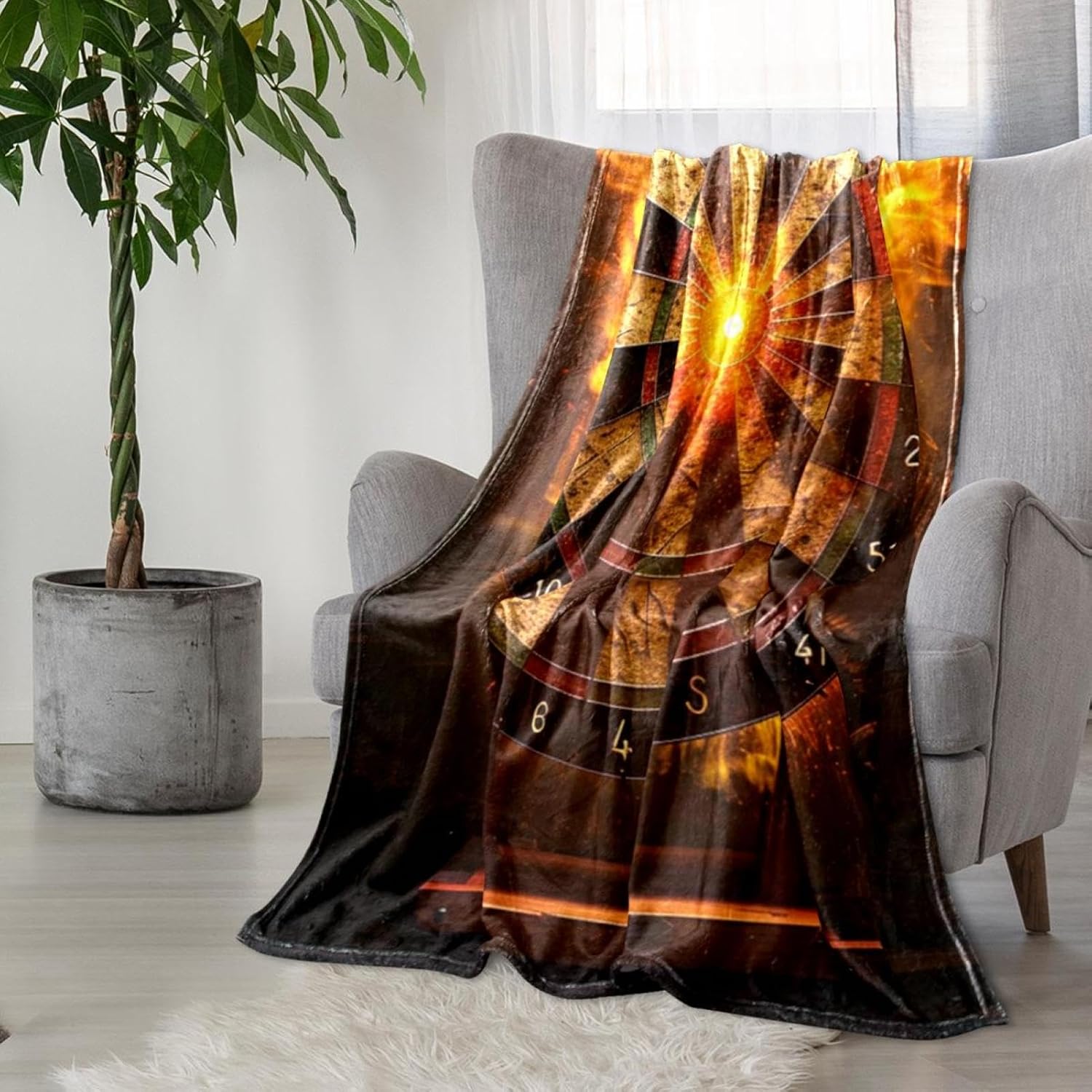 Throw Blanket,Soft Blankets and Throws,Dart Board and Fire,59x78.7 in