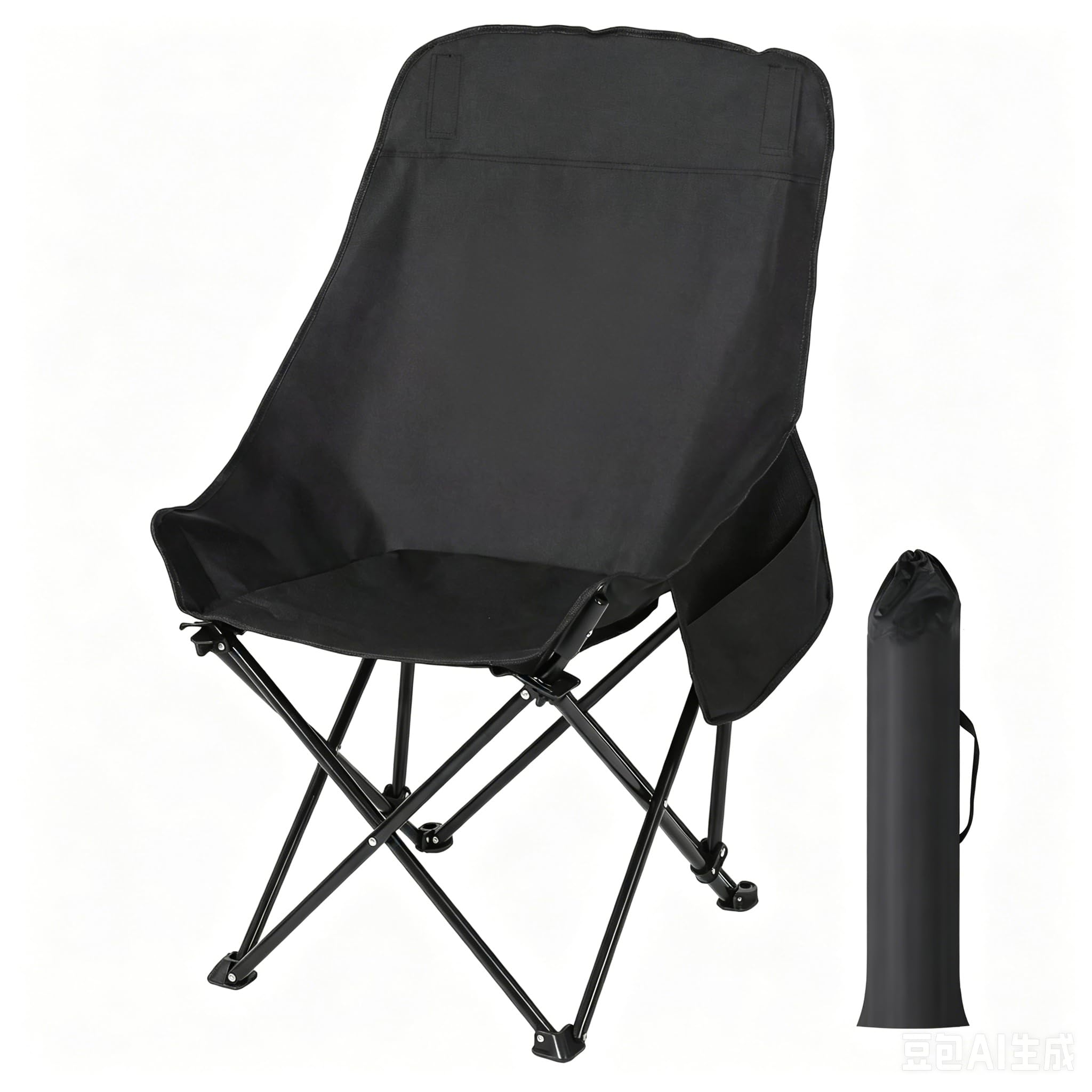 HAUSPROFI Campingstuhl Faltbar Ultraleicht 150kg, Klappstuhl Camping mit Seitentaschen & Hoher Rückenlehne, Angelstuhl Klappbar, Kompakter Faltstuhl für Outdoor, Camping, Angeln, Wandern & Festival