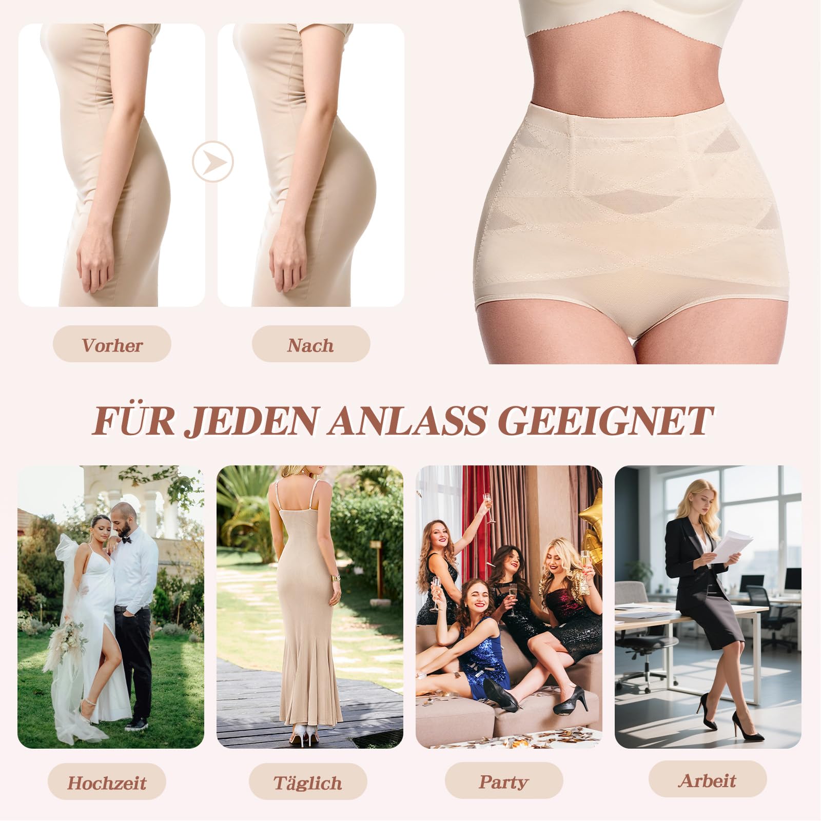 Shapewear Damen Bauchweg Unterhose,Miederhose hoher Taille Bauch Weg Unterhose,Unterwäsche Miederpant Body Shaper für Frauen